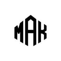 mak-Buchstaben-Logo-Design mit Polygonform. mak Polygon- und Würfelform-Logo-Design. mak Sechseck-Vektor-Logo-Vorlage in weißen und schwarzen Farben. mak-monogramm, geschäfts- und immobilienlogo. vektor