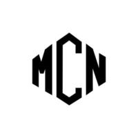 mcn brev logotyp design med polygon form. mcn polygon och kubform logotypdesign. mcn hexagon vektor logotyp mall vita och svarta färger. mcn monogram, affärs- och fastighetslogotyp.