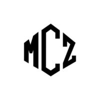 mcz brev logotyp design med polygon form. mcz polygon och kubform logotypdesign. mcz hexagon vektor logotyp mall vita och svarta färger. mcz monogram, affärs- och fastighetslogotyp.
