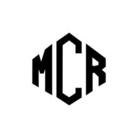 mcr letter logotyp design med polygon form. mcr polygon och kubform logotypdesign. mcr hexagon vektor logotyp mall vita och svarta färger. mcr monogram, affärs- och fastighetslogotyp.