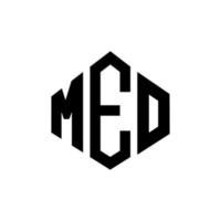 meo brev logotyp design med polygon form. meo polygon och kub form logotyp design. meo hexagon vektor logotyp mall vita och svarta färger. meo monogram, affärs- och fastighetslogotyp.