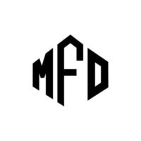 mfo brev logotyp design med polygon form. mfo polygon och kubform logotypdesign. mfo hexagon vektor logotyp mall vita och svarta färger. mfo monogram, affärs- och fastighetslogotyp.