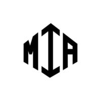 Mia-Brief-Logo-Design mit Polygonform. Mia Polygon- und Würfelform-Logo-Design. Mia Sechseck-Vektor-Logo-Vorlage in weißen und schwarzen Farben. mia-monogramm, geschäfts- und immobilienlogo. vektor