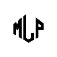 mlp brev logotyp design med polygon form. mlp polygon och kubform logotypdesign. mlp hexagon vektor logotyp mall vita och svarta färger. mlp monogram, affärs- och fastighetslogotyp.