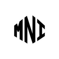 Mni-Brief-Logo-Design mit Polygonform. mni-polygon- und würfelform-logo-design. mni Sechseck-Vektor-Logo-Vorlage in weißen und schwarzen Farben. mni-monogramm, geschäfts- und immobilienlogo. vektor
