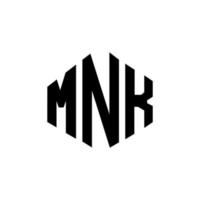 mnk-Buchstaben-Logo-Design mit Polygonform. mnk Polygon- und Würfelform-Logo-Design. mnk Sechseck-Vektor-Logo-Vorlage in weißen und schwarzen Farben. mnk monogramm, geschäfts- und immobilienlogo. vektor