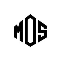 mos-Brief-Logo-Design mit Polygonform. Mos-Polygon- und Würfelform-Logo-Design. Mos Sechseck-Vektor-Logo-Vorlage in weißen und schwarzen Farben. mos-monogramm, geschäfts- und immobilienlogo. vektor