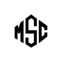 msc bokstavslogotypdesign med polygonform. msc polygon och kubform logotypdesign. msc hexagon vektor logotyp mall vita och svarta färger. msc monogram, affärs- och fastighetslogotyp.