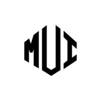 Mui-Brief-Logo-Design mit Polygonform. mui-polygon- und würfelform-logo-design. mui Sechseck-Vektor-Logo-Vorlage in weißen und schwarzen Farben. mui-monogramm, geschäfts- und immobilienlogo. vektor