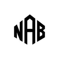 nab bokstav logotyp design med polygon form. nab polygon och kub form logotyp design. nab hexagon vektor logotyp mall vita och svarta färger. nab-monogram, affärs- och fastighetslogotyp.