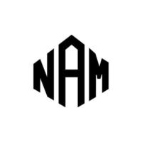 Nam-Brief-Logo-Design mit Polygonform. nam polygon und würfelform logo design. nam Hexagon-Vektor-Logo-Vorlage in weißen und schwarzen Farben. nam-monogramm, geschäfts- und immobilienlogo. vektor