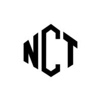 nct bokstavslogotypdesign med polygonform. nct-polygon och kubformad logotypdesign. nct hexagon vektor logotyp mall vita och svarta färger. nct-monogram, affärs- och fastighetslogotyp.