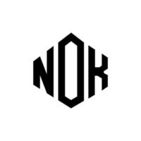 nok letter logotyp design med polygon form. nok polygon och kubform logotypdesign. nok hexagon vektor logotyp mall vita och svarta färger. nok monogram, affärs- och fastighetslogotyp.