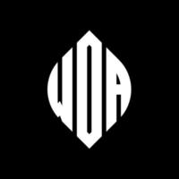 Woa-Kreis-Buchstaben-Logo-Design mit Kreis- und Ellipsenform. Woa Ellipsenbuchstaben mit typografischem Stil. Die drei Initialen bilden ein Kreislogo. Woa-Kreis-Emblem abstrakter Monogramm-Buchstaben-Markierungsvektor. vektor