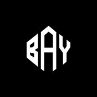 bay letter logotyp design med polygon form. bay polygon och kub form logotyp design. bay hexagon vektor logotyp mall vita och svarta färger. bay monogram, affärs- och fastighetslogotyp.