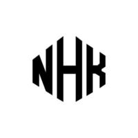 nhk-Buchstaben-Logo-Design mit Polygonform. nhk Polygon- und Würfelform-Logo-Design. nhk Sechseck-Vektor-Logo-Vorlage in weißen und schwarzen Farben. nhk-monogramm, geschäfts- und immobilienlogo. vektor