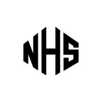 nhs-Buchstaben-Logo-Design mit Polygonform. nhs Logo-Design in Polygon- und Würfelform. nhs Sechseck-Vektor-Logo-Vorlage in weißen und schwarzen Farben. nhs-monogramm, geschäfts- und immobilienlogo. vektor