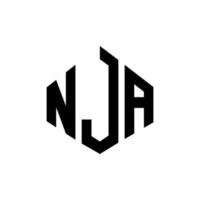 nja-Buchstaben-Logo-Design mit Polygonform. nja Polygon- und Würfelform-Logo-Design. nja Sechseck-Vektor-Logo-Vorlage in weißen und schwarzen Farben. nja monogramm, geschäfts- und immobilienlogo. vektor