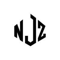 njz bokstavslogotypdesign med polygonform. njz polygon och kubformad logotypdesign. njz hexagon vektor logotyp mall vita och svarta färger. njz monogram, affärs- och fastighetslogotyp.