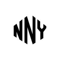 nny letter logotyp design med polygon form. nny polygon och kubform logotypdesign. nny hexagon vektor logotyp mall vita och svarta färger. nny monogram, affärs- och fastighetslogotyp.