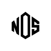 nos letter logotyp design med polygon form. nos polygon och kubformad logotypdesign. nos hexagon vektor logotyp mall vita och svarta färger. nos monogram, affärs- och fastighetslogotyp.