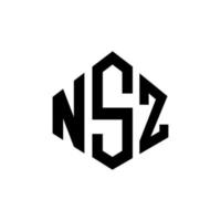 nsz bokstavslogotypdesign med polygonform. nsz polygon och kubform logotypdesign. nsz hexagon vektor logotyp mall vita och svarta färger. nsz monogram, affärs- och fastighetslogotyp.