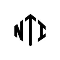 nti brev logotyp design med polygon form. nti polygon och kubform logotypdesign. nti hexagon vektor logotyp mall vita och svarta färger. nti monogram, affärs- och fastighetslogotyp.