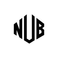 nobbbokstavslogotypdesign med polygonform. nobbpolygon och kubformad logotypdesign. nub hexagon vektor logotyp mall vita och svarta färger. nub monogram, affärs- och fastighetslogotyp.