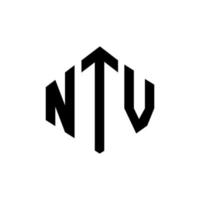 ntv-Brief-Logo-Design mit Polygonform. ntv Polygon- und Würfelform-Logo-Design. ntv Sechseck-Vektor-Logo-Vorlage in weißen und schwarzen Farben. ntv-monogramm, geschäfts- und immobilienlogo. vektor