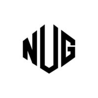 nug letter logotyp design med polygon form. nug polygon och kub form logotyp design. nug hexagon vektor logotyp mall vita och svarta färger. nug monogram, affärs- och fastighetslogotyp.