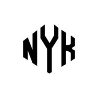 nyk-Buchstaben-Logo-Design mit Polygonform. nyk-polygon- und würfelform-logo-design. nyk Sechseck-Vektor-Logo-Vorlage in weißen und schwarzen Farben. nyk-monogramm, geschäfts- und immobilienlogo. vektor