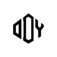 ody brev logotyp design med polygon form. ody polygon och kub form logotyp design. ody hexagon vektor logotyp mall vita och svarta färger. ody monogram, affärs- och fastighetslogotyp.