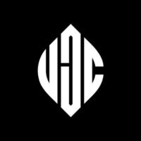 ujc-Kreisbuchstaben-Logo-Design mit Kreis- und Ellipsenform. ujc Ellipsenbuchstaben mit typografischem Stil. Die drei Initialen bilden ein Kreislogo. ujc-Kreis-Emblem abstrakter Monogramm-Buchstaben-Markierungsvektor. vektor
