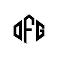 ofg brev logotyp design med polygon form. ofg polygon och kubform logotypdesign. ofg hexagon vektor logotyp mall vita och svarta färger. ofg monogram, affärs- och fastighetslogotyp.