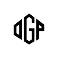 ogp brev logotyp design med polygon form. ogp polygon och kubform logotypdesign. ogp hexagon vektor logotyp mall vita och svarta färger. ogp-monogram, affärs- och fastighetslogotyp.