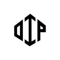 oip brev logotyp design med polygon form. oip polygon och kubform logotypdesign. oip hexagon vektor logotyp mall vita och svarta färger. oip monogram, affärs- och fastighetslogotyp.