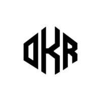 Okr-Brief-Logo-Design mit Polygonform. okr Polygon- und Würfelform-Logo-Design. Okr Sechseck-Vektor-Logo-Vorlage in weißen und schwarzen Farben. okr monogramm, geschäfts- und immobilienlogo. vektor