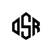 osr bokstavslogotypdesign med polygonform. osr polygon och kubform logotypdesign. osr hexagon vektor logotyp mall vita och svarta färger. osr monogram, affärs- och fastighetslogotyp.