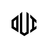 Oui-Brief-Logo-Design mit Polygonform. oui Polygon- und Würfelform-Logo-Design. Oui Sechseck-Vektor-Logo-Vorlage in weißen und schwarzen Farben. oui-monogramm, geschäfts- und immobilienlogo. vektor