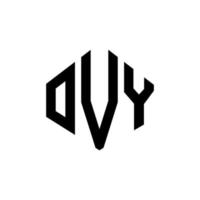 ovy brev logotyp design med polygon form. ovy polygon och kub form logotyp design. ovy hexagon vektor logotyp mall vita och svarta färger. ovy monogram, affärs- och fastighetslogotyp.