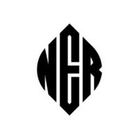 Ner-Kreis-Buchstaben-Logo-Design mit Kreis- und Ellipsenform. ner Ellipsenbuchstaben mit typografischem Stil. Die drei Initialen bilden ein Kreislogo. Ner-Kreis-Emblem abstrakter Monogramm-Buchstaben-Markierungsvektor. vektor