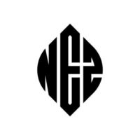 nez-Kreis-Buchstaben-Logo-Design mit Kreis- und Ellipsenform. nez ellipsenbuchstaben mit typografischem stil. Die drei Initialen bilden ein Kreislogo. Nez-Kreis-Emblem abstrakter Monogramm-Buchstaben-Markierungsvektor. vektor