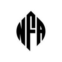 nfa-Kreisbuchstaben-Logo-Design mit Kreis- und Ellipsenform. nfa Ellipsenbuchstaben mit typografischem Stil. Die drei Initialen bilden ein Kreislogo. NFA-Kreis-Emblem abstrakter Monogramm-Buchstaben-Markierungsvektor. vektor