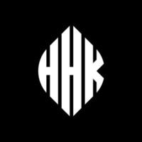 hhk cirkelbokstavslogotypdesign med cirkel och ellipsform. hhk ellipsbokstäver med typografisk stil. de tre initialerna bildar en cirkellogotyp. hhk cirkel emblem abstrakt monogram bokstav märke vektor. vektor