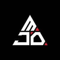 mjo triangel bokstavslogotypdesign med triangelform. mjo triangel logotyp design monogram. mjo triangel vektor logotyp mall med röd färg. mjo triangulär logotyp enkel, elegant och lyxig logotyp.