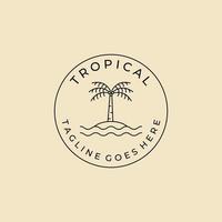 tropisches kokosnussbaum-logo-abzeichenlinie illustrationsdesign vektor