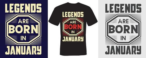 legends är födda i januari t-shirtdesign för januari vektor