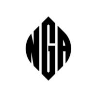 Nga-Kreis-Buchstaben-Logo-Design mit Kreis- und Ellipsenform. nga ellipsenbuchstaben mit typografischem stil. Die drei Initialen bilden ein Kreislogo. Nga-Kreis-Emblem abstrakter Monogramm-Buchstaben-Markierungsvektor. vektor