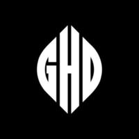 ghd-Kreisbuchstaben-Logo-Design mit Kreis- und Ellipsenform. ghd Ellipsenbuchstaben mit typografischem Stil. Die drei Initialen bilden ein Kreislogo. ghd Kreisemblem abstrakter Monogramm-Buchstabenmarkierungsvektor. vektor