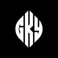 gky-Kreis-Buchstaben-Logo-Design mit Kreis- und Ellipsenform. gky Ellipsenbuchstaben mit typografischem Stil. Die drei Initialen bilden ein Kreislogo. gky-Kreis-Emblem abstrakter Monogramm-Buchstaben-Markenvektor. vektor